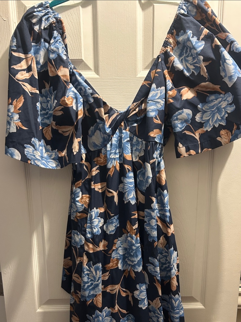 Abercrombie & Fitch Navy Floral Maxi Dress with Blue and Tan Blooms